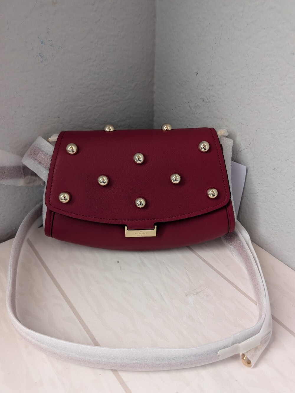 NWT Kate Spade KP183 Ali Studded Mini Crossbody Shoulder Bag In Red Jam